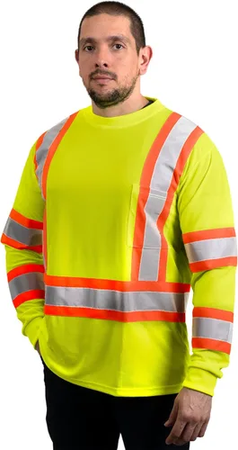 Miniatura 2 de JORESTECH Camisa de trabajo de seguridad negra de manga larga - Alta visibilidad dos tonos amarillo/lime - ANSI/ISEA