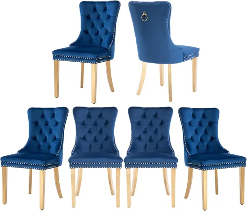 Miniatura 13 de Juego de 2 sillas de comedor, sillas de comedor tapizadas con tirador de anillo trasero, ribete de cabeza de clavo y patas de acero inoxidable Gris