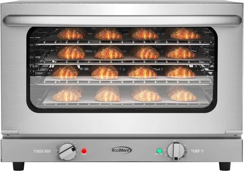 KoolMore Horno de convección comercial de mostrador de 23 pulgadas para bandejas de tamaño medio con 4 rejillas de 1600W de potencia en acero