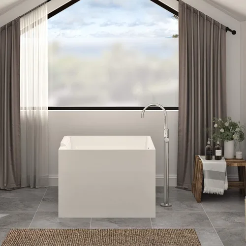 HEATGENE Bañera de acrílico independiente de 39 pulgadas, bañera de remojo contemporánea, fácil de instalar, con certificación UPC, drenaje cromado