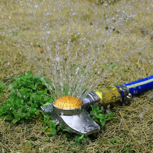 Miniatura 6 de Riakrum 1 paquete de rociadores de metal de 360 grados, rosca interna de 3/4 pulgadas, patrón circular ajustable con flujo de agua suave para patio
