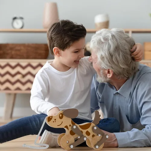 Miniatura 5 de Juguetes Montessori 1 2 3 4 Años Niños Niñas Juguete de Perro de Madera para Caminar y Tirar para Bebés y Pequeñas, Juguetes de Caminar y Tirar