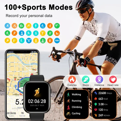 Miniatura 4 de Reloj inteligente para hombres y mujeres Fitness: resistente al agua, responder llamadas, correr, reloj inteligente para teléfono Android, iPhone