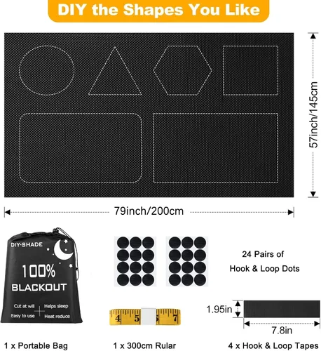 Miniatura 2 de Cortinas opacas portátiles de 57 x 79 pulgadas, persianas 100% opacas, sin taladrar a la medida, persianas opacas temporales para guardería, viajes