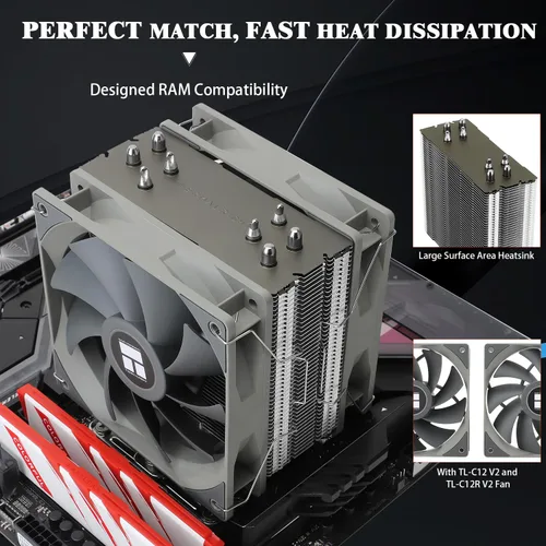 Miniatura 2 de Thermalright Assassin Spirit 120 V2 Plus - Enfriador de aire para CPU, 4 tubos de calor, enfriador de CPU con ventilador silencioso PWM doble