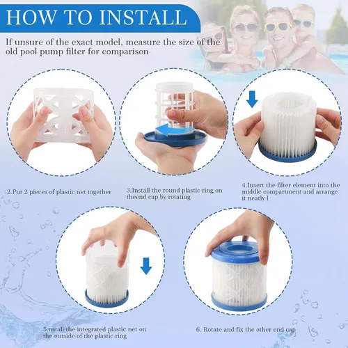 Miniatura 4 de Paquete de 8 cartuchos de repuesto de filtro de spa y bañera de hidromasaje tipo VI para Lay-Z-Spa, Coleman SaluSpa 90352E 58323 90427E, cartucho