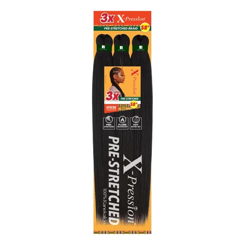 Miniatura 23 de Sensationnel X-Pression - Trenzas prestiradas, 3 unidades, 58 pulgadas, paquete de 1 unidad, 1B