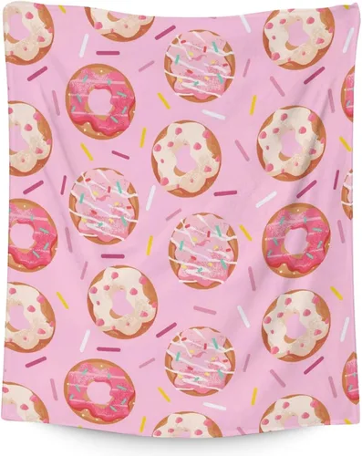 Miniatura 23 de Manta para niñas, 30 x 40 pulgadas, bonita manta de dona para niñas, manta rosa suave y mullida para sofá y oficina