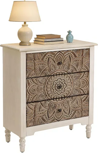 Miniatura 11 de SUNBURY Juego de 2 mesitas de noche vintage, mesa de noche pequeña de madera con cajón y estante abierto, mesa auxiliar de acento shabby para sala