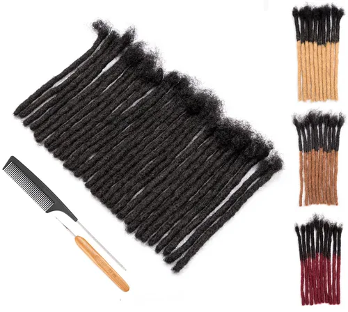 Miniatura 38 de DAIXI 0.2cm y 0.4cm y 0.6cm y 0.8cm de grosor 4-18 pulgadas 10 hebras extensiones de rastas de cabello humano 100% real para hombres/mujeres
