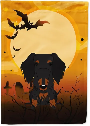 Miniatura 196 de Caroline's Treasures BB4307GF - Bandera de Halloween Airedale para jardín, bandera decorativa para patio exterior, obras de arte de patio, macizos