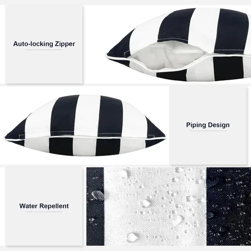 Miniatura 962 de Juego de 2 almohadas para exteriores de 16 x 16 pulgadas, repelentes al agua con interiores, para muebles de patio, hogar, jardín, geometría bohemia