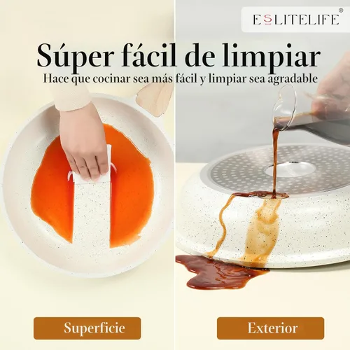 Miniatura 6 de ESLITE LIFE Sartén antiadherente de cerámica con tapa, sartenes de cocina no tóxicas para tortilla de huevo compatibles con todas las estufas