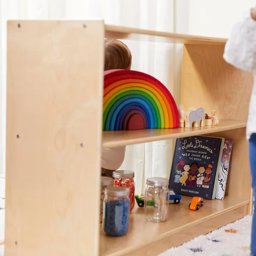 Miniatura 10 de ECR4Kids Gabinete de almacenamiento móvil de isla con 2 estantes, Muebles para aulas, Lavado gris