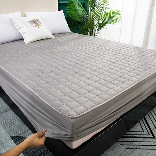 Sábanas bajeras de cama tamaño Queen, acolchado, transpirable, impermeable, a prueba de orina, protector de colchón grueso antideslizante, color Gris