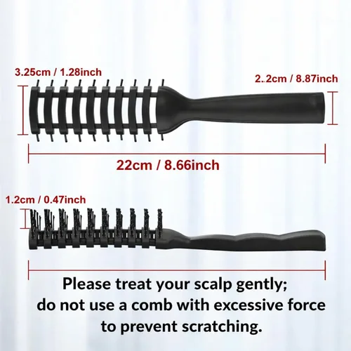 Miniatura 3 de Patelai 3 piezas de cepillo de ventilación para hombres y mujeres, cepillo de pelo de plástico negro, cerdas antiestáticas para cabello húmedo