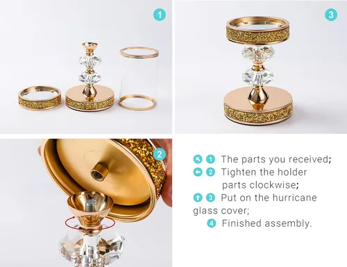 Miniatura 6 de Portavelas de pilar, candelabros de cristal para bodas, fiestas, eventos, Navidad, decoración del hogar, centros de mesa CH028D (M)