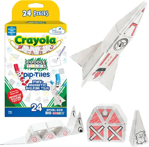 Miniatura 16 de CreateOn Crayola Mini azulejos magnéticos PIP, colores llamativos - juego de construcción para niños, juguetes de construcción magnéticos