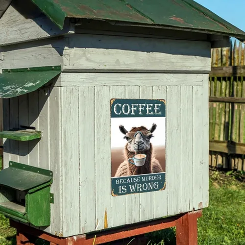 Miniatura 8 de Letrero de metal con texto en inglés "Camel Coffee Because Murder Is Wrong", vintage, para dormitorio, hogar, cocina, hotel, bar, cafetería, Café