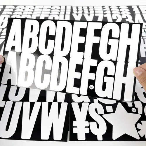 Miniatura 6 de 400 calcomanías de letras grandes de 2.5 pulgadas, 24 hojas, calcomanías autoadhesivas con números del alfabeto blanco para tablones de anuncios