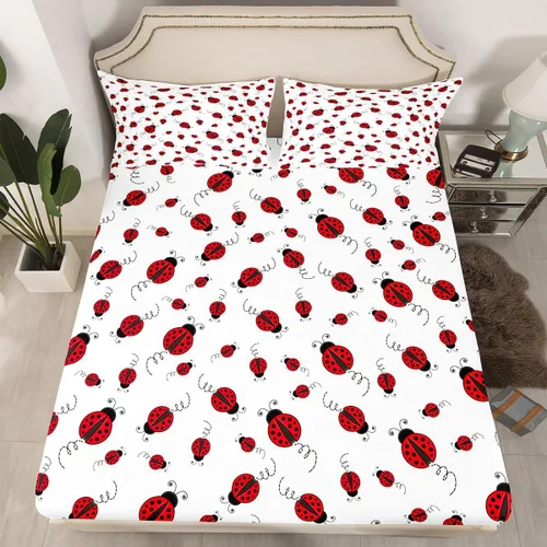 Miniatura 12 de Juego de ropa de cama de nido de abeja, sábana bajera ajustable de abeja para niños y niñas, diseño geométrico de vida silvestre voladora, juego