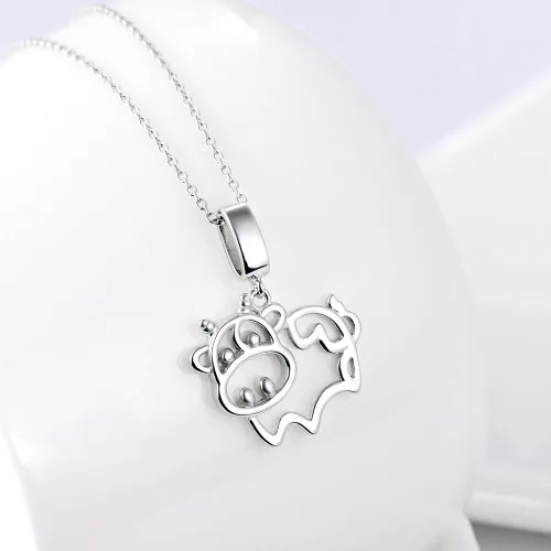 Miniatura 3 de DAOCHONG Collar con colgante de animal en corazón de plata esterlina S925 de 18 pulgadas