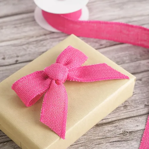 Miniatura 6 de MEEDEE Cinta de arpillera rosa intenso, cinta de arpillera de yute natural de 1.5 pulgadas, cinta de yute rosa intenso, rollo de cintas de arpillera