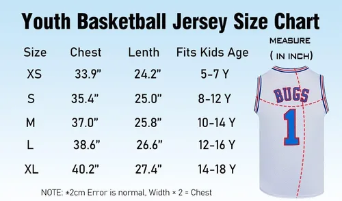 Miniatura 8 de Camiseta de baloncesto juvenil para niños Bugs #1 Lola #10 Hip Hop Sports Space Movie Jersey blanco S-XL