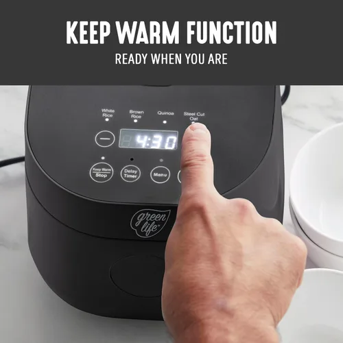 Miniatura 9 de GreenLife Arrocera digital, 2 tazas sin cocinar/4 tazas cocidas, olla de cerámica antiadherente extraíble sin PFAS, preajustes de un solo toque