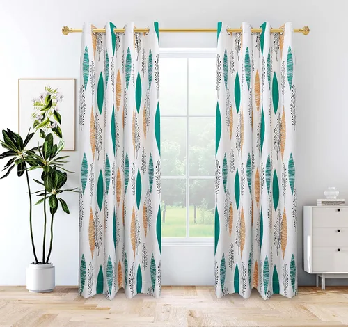 Cherry Home Trees cortina blackout para ventana, impresa. Cortinas con ojal, paneles 52 W x 63L A pulgadas, color champaña, 2 paneles.