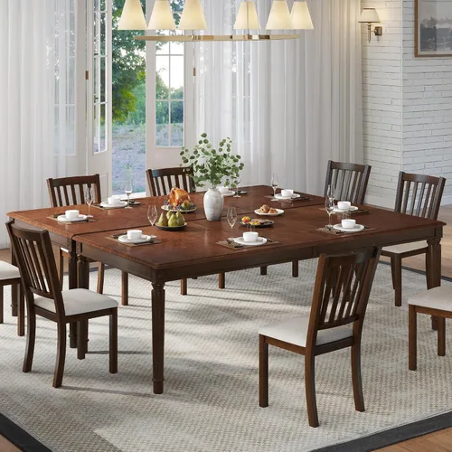 Miniatura 7 de AMERLIFE 79" Farmhouse Dining Table, Rectangular Wood Kitchen & Dining Room Table with Roman Conical Legs, Wood Grain Tabletop, for Kitchen and