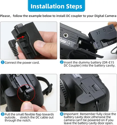 Miniatura 4 de Glorich ACK-E15 Kit de adaptador de corriente alterna de repuesto para cámaras Canon EOS Rebel SL1/100D DSLR