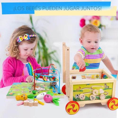 Miniatura 5 de Cubo de actividades de madera 7 en 1, juguete Montessori, juguete educativo multipropósito de aprendizaje para bebé niño pequeño niño de 1+ año