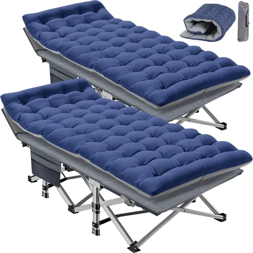Slsy Catre de camping plegable XXL de gran tamaño para adultos con almohadilla, catres de dormir portátiles acolchados, cama de campamento con bolsa