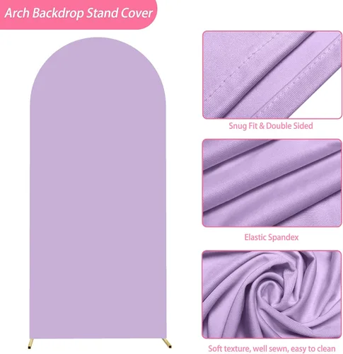 Miniatura 99 de Putros Cubierta de Arco de Boda 6 Pies Beige Spandex Ajustada Parte Superior Redonda Chiara Cubiertas de Soporte de Fondo para Decoración de Bodas