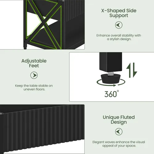 Miniatura 5 de CHOEZON Mesa auxiliar elevable de 39.4 pulgadas, mesa de centro acanalada con compartimento oculto y estante de almacenamiento, mesa elevadora