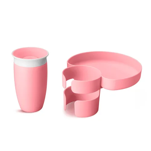Miniatura 9 de Munchkin Bandeja para asiento de automóvil con taza Miracle 360 para niños pequeños de 1 a 3 años, accesorio de viaje y viaje por carretera para Azul