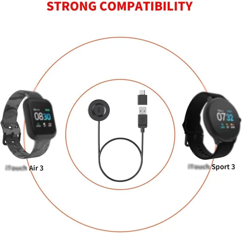 Miniatura 3 de Cable de carga USB para iTouch Wearables Air 3/4 / SE, Sport 3, Explorer 3 Smartwatch, base de carga de repuesto compatible con iTouch Smartwatch