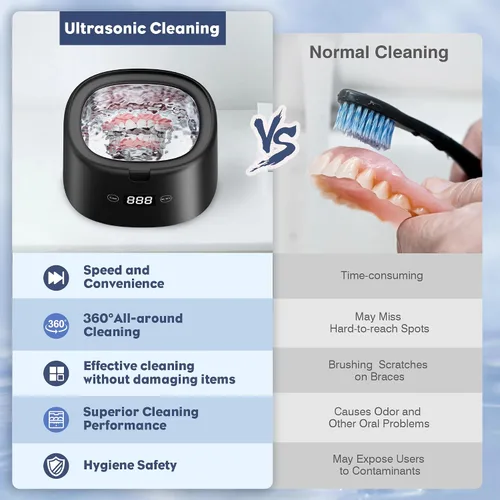Miniatura 5 de Limpiador ultrasónico de 30 W, limpiador ultrasónico profesional de joyas, 45 kHz 7.8 fl oz, máquina de limpieza portátil para dentaduras