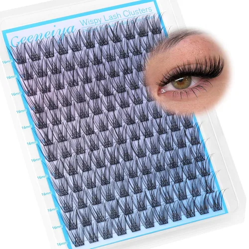 Miniatura 18 de Extensiones de pestañas en racimo con banda transparente, pestañas cortas y onduladas C, extensiones de pestañas naturales en racimo, pestañas