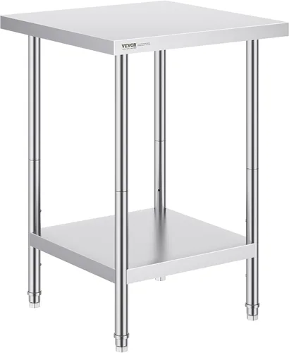 Miniatura 14 de VEVOR Mesa de preparación de acero inoxidable, 24 x 18 x 34 pulgadas, capacidad de carga de 640 libras, mesa de trabajo de metal resistente con 3