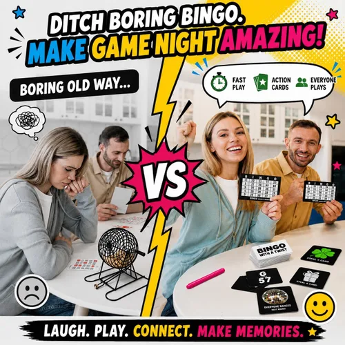 Miniatura 7 de Juego de Fiesta Bingo con un Giro, Bingo con Cartas de Acción, Giro Divertido, Cartas de Acción con Bloquear, Intercambiar y Robar, No Más Pelotas