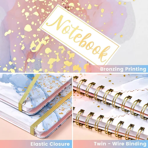 Miniatura 5 de Cuaderno/Diario Rayado - Planificador Diario con Papel Grueso Premium, 6.2" X 8.4", Cuaderno/Diario en Espiral, con Banda y Tapa Dura Impermeable