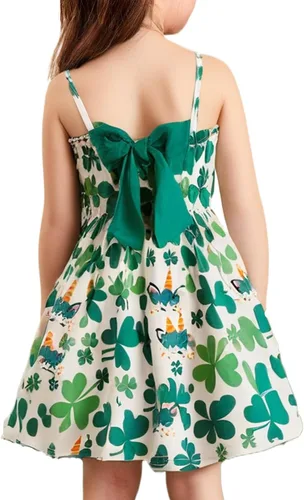 Miniatura 86 de Vestido de verano para niños pequeños, con diseño de dinosaurio, sin espalda, con lazo, vestido de playa de cumpleaños