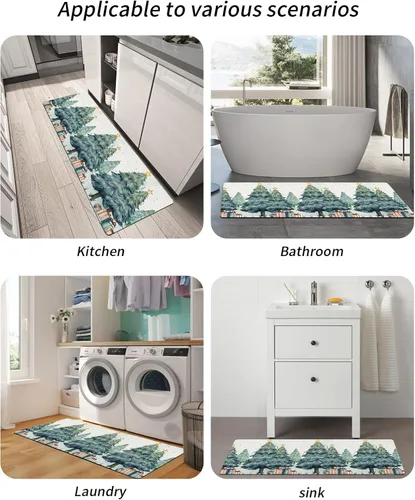 Miniatura 5 de Tapete de baño para árbol de Navidad, antideslizante, de secado rápido y absorbente, tierra de diatomeas, fregadero, dormitorio, cocina, tapete