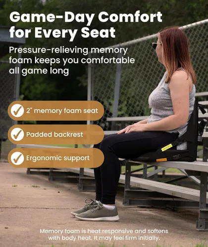 Miniatura 3 de Everlasting Comfort Stadium Seats with Back Support - Adjustable Memory Foam Bleacher Chairs with Back and Cushion, Portable, Easy Folding Stadium