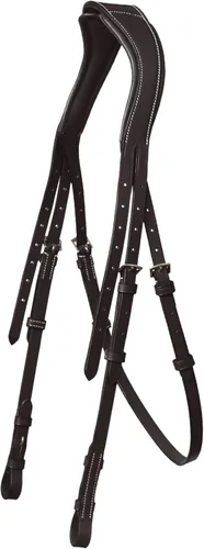 Miniatura 4 de Exion - Brida de salto anatómica para caballos con banda nasal extraíble y riendas de goma, cuero curtido vegetal de primera calidad, hebillas