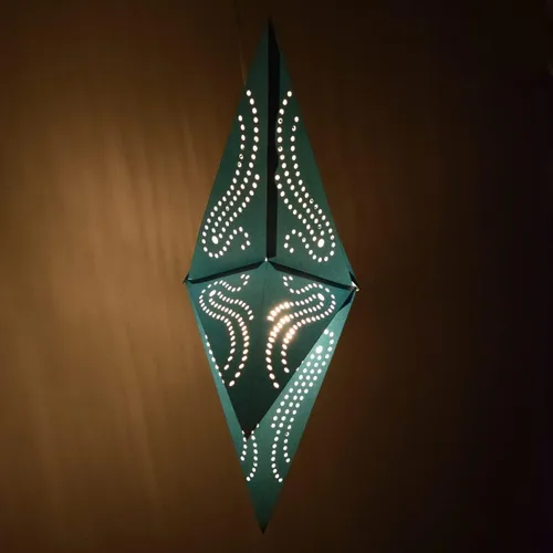 Miniatura 5 de Linterna de papel en forma de estrella azul verdoso del Caribe con cable de alimentación de 12 pies incluido