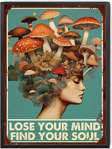 Miniatura 9 de Cartel de hojalata con texto en inglés «Lose Your Mind Find Your Soul Mushrooms Hunters», póster artístico de 8.00 x 12.00 pulgadas