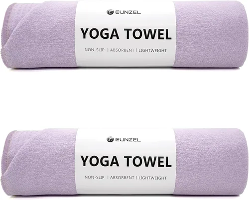 Eunzel Paquete de 2 toallas de yoga caliente con punto de agarre, toalla de tapete de yoga antideslizante absorbente de sudor para yoga caliente,